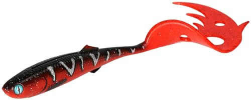 Meduza Gummifisch Gummi Köder Mikado Sicario Pike Tail (18cm/RED Tiger)