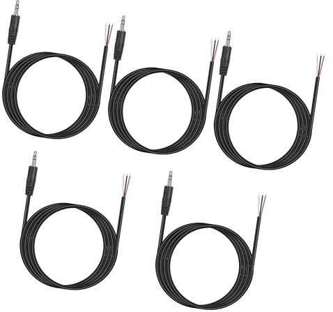 MEIRIYFA Cavo audio da 3,5 mm a cavo Bare Wire audio, 3,5 mm, TRS a 3 poli, connettore Pigtail Open End audio, cavo di ricambio per cuffie, riparazione – 5 pezzi, 1 m
