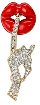 IMINI Sexy Brosche mit roten Lippen, Strass, ruhige Gesten, Statement-Brosche, Anstecknadeln, elegantes Kleid, Accessoires, Anzug, Krawatte, Art-Deco, Mode, Zirkonia, Schmuck, Geburtstag, Valentinstag
