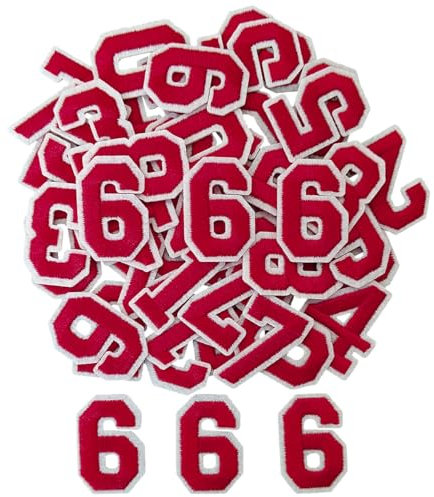 ZESION Iron on Letter 50Pcs Number A to Z Patches with Ironed Adhesive, Decorate Repair Patches for Jackets Shirts Hats Bags Jeans/Red