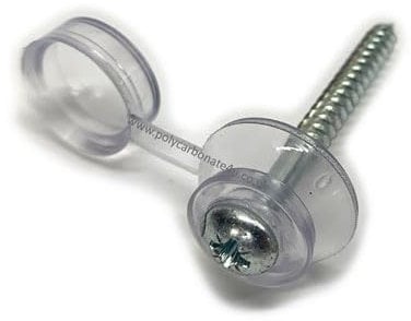 10 x Roofing Screws and Clear Caps for Corrugated Sheeting - Screws 50mm
