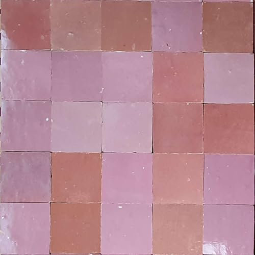 0,2m² marokkanische Zellige Fliesen - fugenlose Wandfliesen (rot bunt)