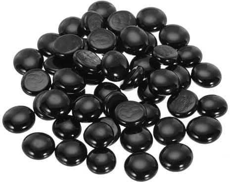 sourcing map Decorative Flat Glass Marbles 17-19mm Rock Vase Filler Beads Pebbles Black for Fish Tank Table Scatter Decor, 100Pcs