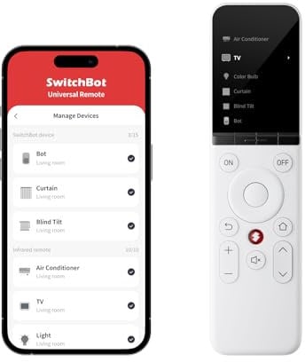 SwitchBot Télécommande Universelle, Personnalisable & Intelligente. Contrôle des Appareils IR/Bluetooth, Compatible avec TV, Climatisation, Apple TV/SwitchBots et Plus (Hub 2 Requis)