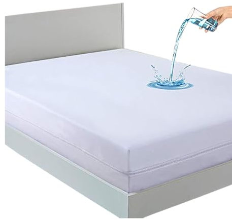 Coprimaterasso impermeabile, con cerniera, anti cimici e acari (bianco singolo)