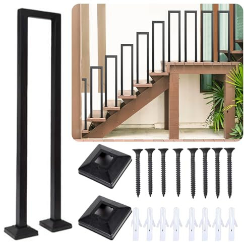 Treppengeländer Innen, Geländer treppe, Handlauf treppe, U Förmiger Geländer, Treppengeländer Außen, Handlauf Schwarz, TreppengeläNder, für Balkone Flure Wohnungen Villen (U-Schwarz, 45CM)