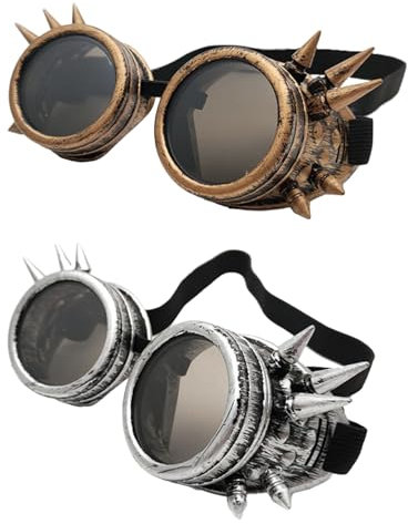 Spldsun 2 Stück Halloween-Kaleidoskop-Karnevalsbrille, Verstellbare Psychedelische Steampunk-Brille, Vintage viktorianische Steampunk-Brille, Unverzichtbares Zubehör für Ihre Steampunk-Garderobe