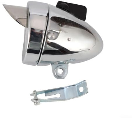 Interruttore a pulsante cromato vintage per faro bicicletta facile da usare (argento)