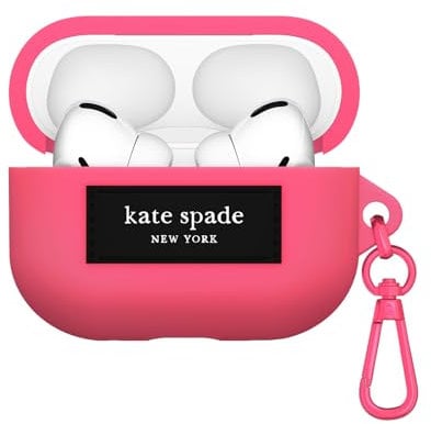 Kate Spade New York AirPods Pro 2nd/1st Gen Case with Keychain Ring - Pom Pom Pink Silicone Case for AirPods Pro 2nd/1st Generation
