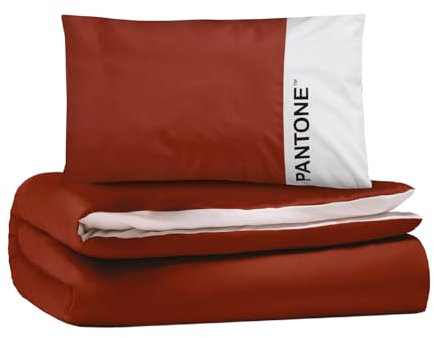 PANTONE™ - Set Copripiumino Singolo Cotone per Piumone Letto Singolo Composto da Sacco Copri Piumino 155x200 Patella 40 cm + Federa Cuscini Letto 50x80, Parure Copripiumino per Completo Letto Singolo
