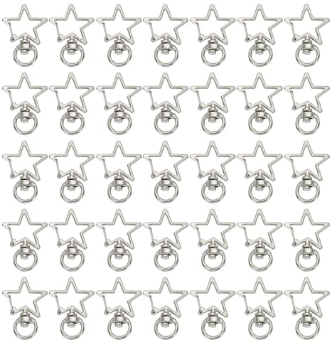 PATIKIL Swivel Lobster Clasp, 50 Pcs Star Shape Swivel Clasp Hooks Metal Snap Clips Lanyard Claw Clasps Key Chain Making Kit for DIY Crafts Purse Bag Connector Hardware, Silver Tone