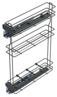 Emuca - Porte-Bouteilles extractible avec Fermeture à amortie, Gauche, 3 Plateaux, Module 800x150mm, Acier, Gris Anthracite