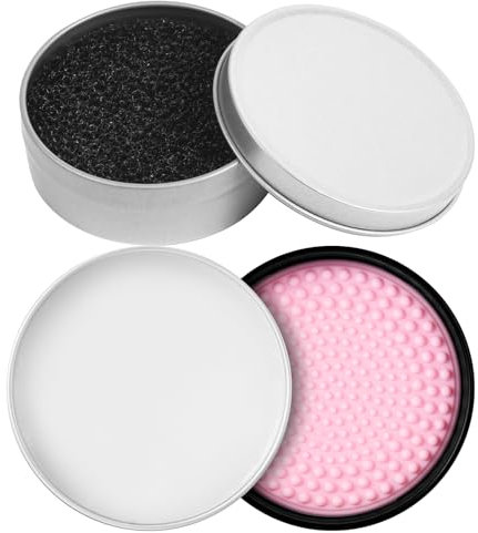 AOOWU 2 Stücke Pinselreiniger, Make up Pinsel Reiniger, Schwamm Reiniger Kosmetikpinsel, Pinselreiniger Seife, Pinsel Reinigungsgerät 50g (Pfirsichgeschmack)