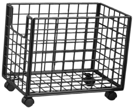 perfk Laundry Hamper on Wheels,Laundry Basket,Metal Wire Modern Organizer Dirty Clothes Cart for Bathroom Laundry Room Entryway, Black