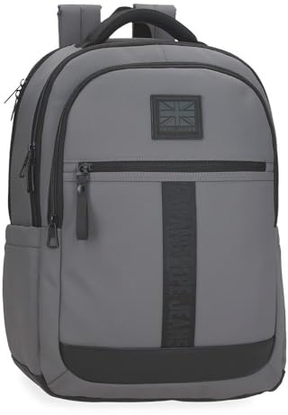 Pepe Jeans Hoxton Mochila para Portátil Portátil 15,6 pulgadas Gris 31x44x15 cms Poliéster y PU 20,46L by Joumma Bags