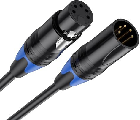 Hanprmeee 5 PIN XLR DMX Cable Adapter, DMX512 5PIN DMX Female to Male 5-PIN DMX Cable for Moving Head Light, par Light, Spotlight (0.5M)