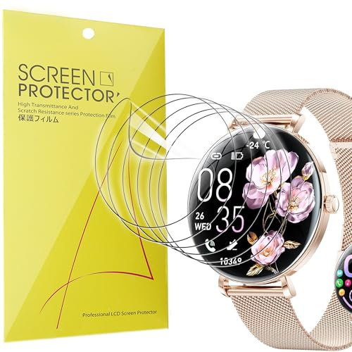 Blueshaweu Schutzfolie Kompatibel mit LIGE Smartwatch Damen 1,43 FV17, HD klar Flexible TPU Displayschutzfolie [6 Stück] Kompatibel für LIGE FV17 Smartwatch (Transparenz)
