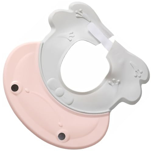 FUNOMOCYA Adjustable Shower Bathing Hat Shampoo Visor with Ear Protection Fit Pink Wash Cap for Boys and Foam Blocker for Comfortable Hair Washing