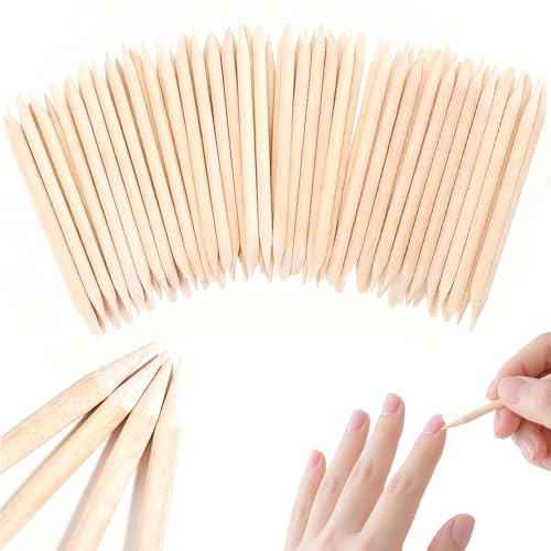 300 PCS Orange Sticks For Nails, Double Sided Design Cuticle Sticks, Fine Detailing Sanding Sticks Cuticle Pusher Remover for DIY Nail Stickers Pearl Rhinestones