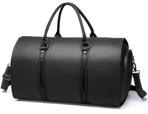 Garment Duffle Bag, Faltbare Handgepäck-Reisetasche mit Schultergurt und Schuhfach, 2-in-1 Hängekoffer für Geschäftsreisen, schwarz 2