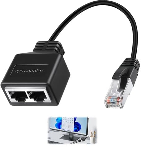 NIYATA RJ45 Ethernet Splitter 1 Male to 2 Female, High Speed LAN Network Adapter for Cat5/Cat6/Cat7/Cat8, Dual Port Connector for Router, Computer, TV, PS4, PS5, 32cm Cable