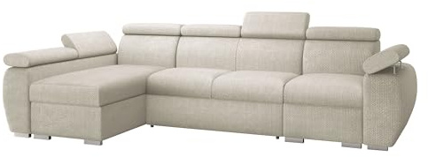 Mirjan24 Ecksofa Boston LCP, Eckcouch mit Schlaffunktion und 2 Bettkästen, Polsterecke mit Einstellbare Kopfstützen, L-Sofa, Wohnlandschaft (Flow 03, Seite: Links - LCP+2R+1P(65)