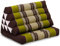 livasia Thaikissen mit 1 Auflage - 75x50x8cm - Dreieckskissen mit Sitzkissen, Keilkissen mit Kapok, Rückenkissen faltbar, Thaimatte zum Klappen, handgefertigt, Meditationskissen (Braun/Grün)
