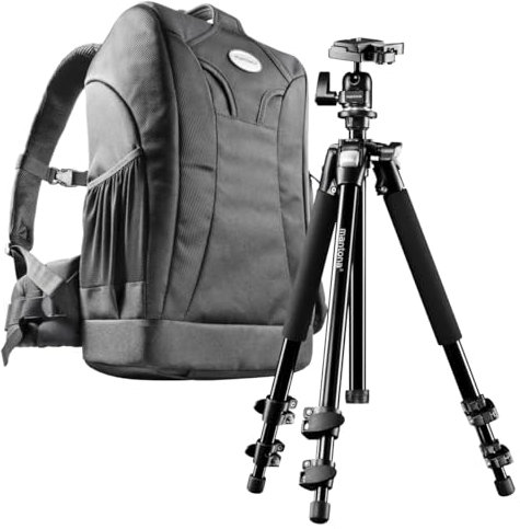 Mantona Scout Trekking 2 in 1 Set (inkl. Trekking Fotorucksack und Kamerastativ Scout 142 cm, geeignet für DSLR- und Systemkameras, mit Diebstahlschutz)