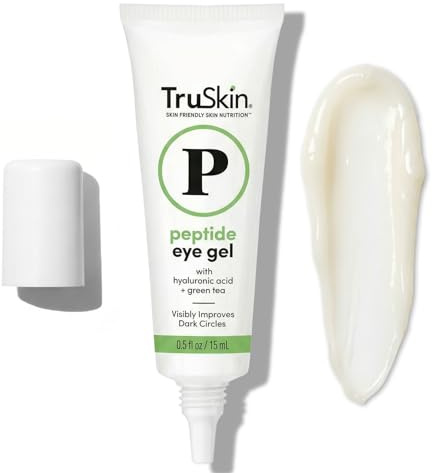 TruSkin Peptide Eye Cream Gel for Dark Circles & Fine Lines - Lightweight Under Eye Gel with Peptides & Hyaluronic Acid - Hydrating & Smoothing Eye Care for Tired-Looking Eyes, 0.5 Fl Oz