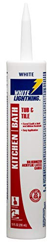 White Lightning W22000010 Tub & Tile Siliconized Acrylic Latex Caulk White, 10 OZ, Multi