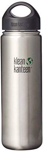 Klean Kanteen Edelstahlflasche mit Edestahl Loop Verschluss 1182 ml Wide, Brushed Stainless, 8020062, Silber Matt, 28 x 18 x 18 cm
