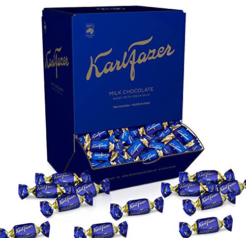 Karl Fazer Pralinen Schokolade Großpackung – Köstliche Vollmilchschokolade – Pralinen Einzeln Verpackt – Pralinen Geschenk – Mini Schokolade Einzeln Verpackt - 404 Stück | 3 kg