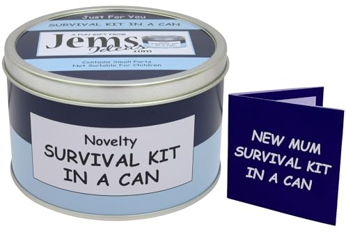 Mummy To Be Survival Kit in a Can – Funny New Mum Gift – Novelty Gift Set for Expecting Mothers – Unique Keepsake Present for Pregnancy or Baby Shower – Packed with Fun (Blue/Navy)