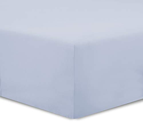 VISION Lenzuolo con angoli matrimoniale, 2 persone, 180 x 200cm con altezza da 30cm, Grigio perla, 100% Cotone