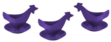 Sonja PLASTIC Eierbecher Huhn in Hellen Farben 3er Set lila, Hühnereierbecher