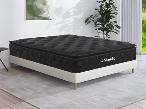 Vente-Unique - Matelas Ressorts ensachés surmatelas intégré - Black Dream de DREAMEA PLAY - 140 x 190 cm