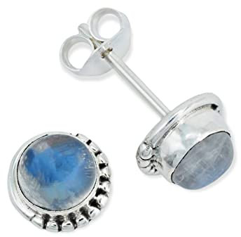Ohrstecker 925 Silber Mondstein weißer Stein schimmer Edelstein Ohrringe echt Silber Damen Sterling Silber Stecker Geschenk(MOS-028-04)
