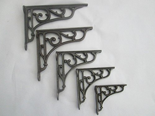 IRONMONGERY WORLD® Victorian Scroll Ornate Decorative CAST Iron Old English Vintage Shelf Support Book Sink Toilet Cistern Bracket (3.5 INCH X 4 INCH)