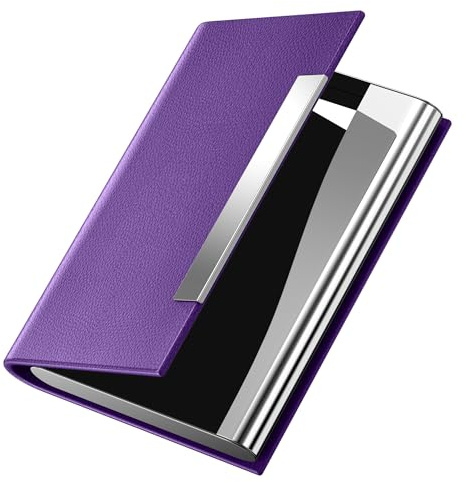 padike Business Card Holder, Business Card Holders, Business Card Case, Business Card Holders Wallet Credit Card ID Case/Holder for Men & Women (Purple)