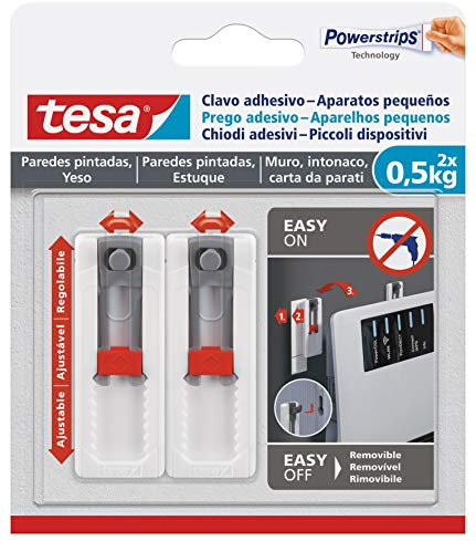 Clavos adhesivos tesa para papel pintado y yeso, ajustables en horizontal y vertical, autoadhesivos, para routers de wifi, fuerza adhesiva de 0,5 kg por clavo, se puede quitar sin dejar rastro