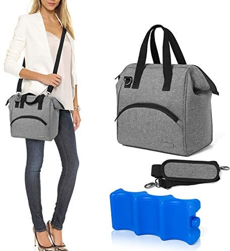 Luxja Bolsa Termica para Leche Maternal con Acumuladores Frío, Bolso Isotérmica para Biberón (Sostenga 4 Botellas de Leche Materna, 270 ml), Gris