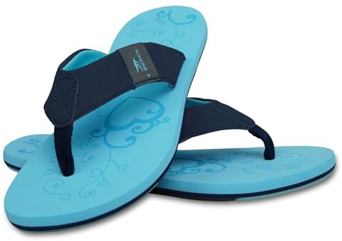 MADSea Damen Zehenstegpantolette Beach Woman | Zehentrenner Flip Flop Thong Sandale Badelatschen | Sommer Strand, hellblau/dunkelblau, 39 EU