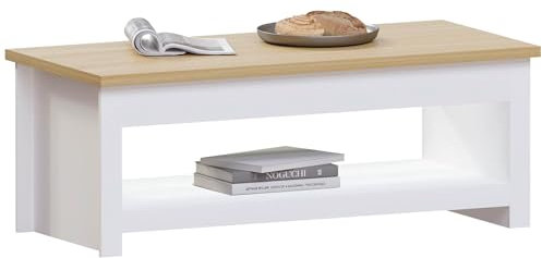 Vida Designs Arlington Coffee Table 1 Shelf Storage MDF Living Room Modern Furniture (White)
