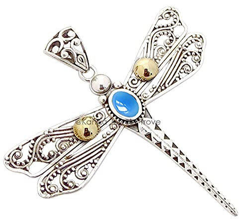 925 Sterling Silber Libelle Anhänger für Frauen & Mädchen Geschenk, 7 x 5 mm ovaler Cabochon Chalzedon Gedenkanhänger mit goldener Kugel