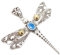 925 Sterling Silber Libelle Anhänger für Frauen & Mädchen Geschenk, 7 x 5 mm ovaler Cabochon Chalzedon Gedenkanhänger mit goldener Kugel