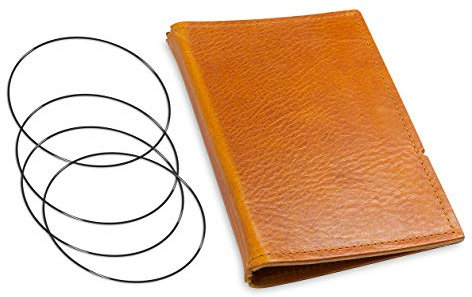 A6, revolutionäres, nachhaltiges X17-Konzept für Notizbuch, Personal Organizer und Terminplaner/Hülle für 3 Hefte! Belgisches Leder hell- braun, cognac, Made in Germany,17 Jahre Garantie*