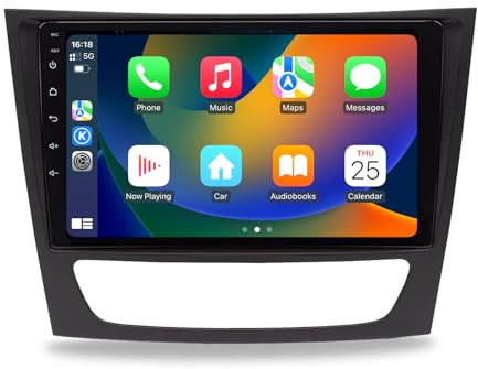 SWTNVIN CarAutoPlay Android 12 Radio de Coche estéreo GPS Navi Fits for Mercedes Benz Clase E W211 Clase G W463 CLK W209 CLS W219, 9 IPS Touchscreen con WiFi SWC DSP (6GB+128GB)
