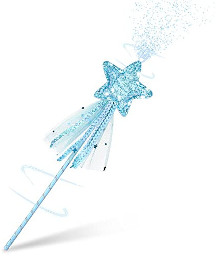 Chalyna Baguette de Fée Baguette Magique de Princesse de Noël Baguette Étoile Pailletée Fournitures de Fête de Fée Costume Accessoires Bâtons Baguettes Scintillantes pour Mariage Cosplay (Bleu)