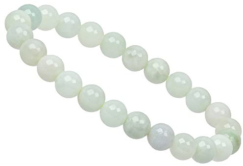 ELEDORO Echtes Burma Jade grün Perlenarmband – Stretch Armband mit 8mm Edelsteinperlen – Handgefertigtes Schmuckstück