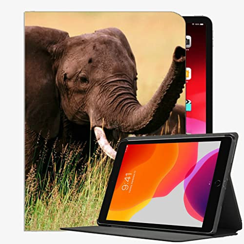 Caso en Forma de Nuevo iPad 8ª generación 10.2 2020 / iPad 7th Gen 2019, Elephants Grass Couple Walk Style23 Funda de Concha Delgada para iPad 10.2 Pulgadas